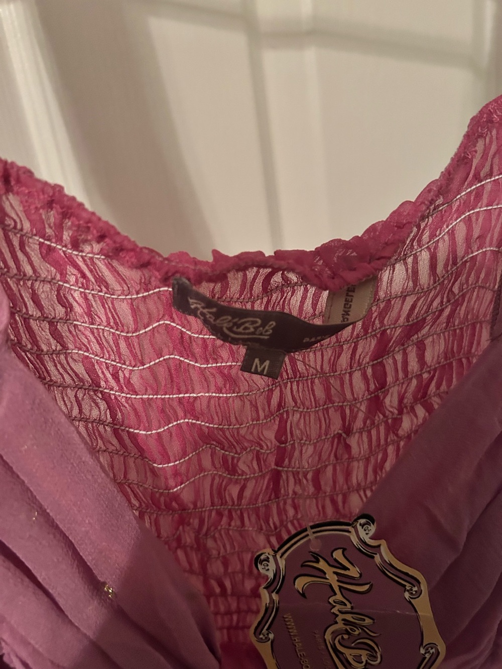 Y2K Hale Bob Womens Silk Beaded Embellished Cami Tank Top Pink Fuscia M NEW NWT - Picture 3 of 3